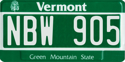 VT license plate NBW905