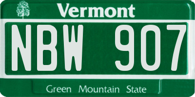 VT license plate NBW907