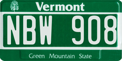 VT license plate NBW908
