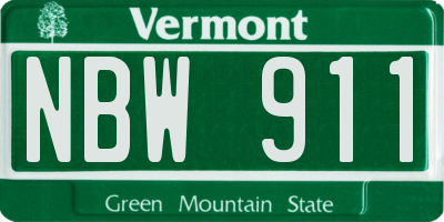 VT license plate NBW911