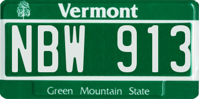 VT license plate NBW913