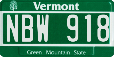 VT license plate NBW918