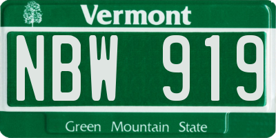 VT license plate NBW919