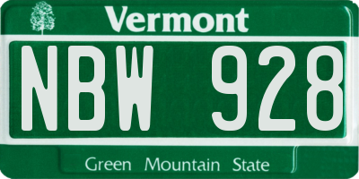 VT license plate NBW928