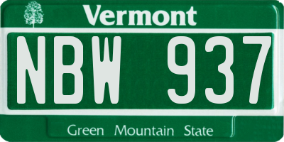 VT license plate NBW937