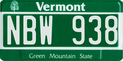 VT license plate NBW938