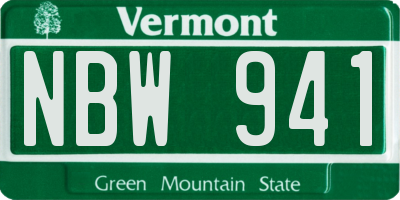 VT license plate NBW941