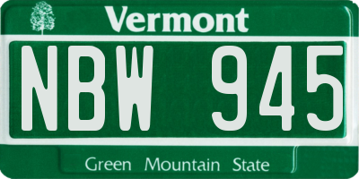 VT license plate NBW945
