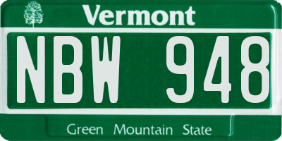 VT license plate NBW948