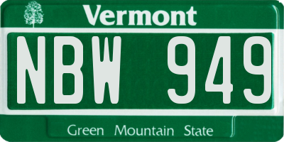 VT license plate NBW949