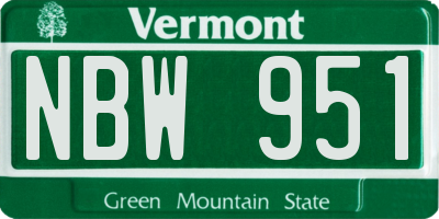 VT license plate NBW951