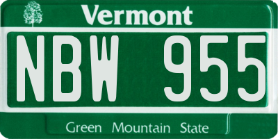VT license plate NBW955