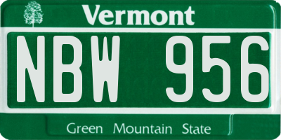VT license plate NBW956
