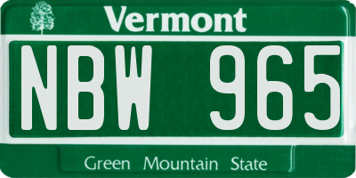 VT license plate NBW965