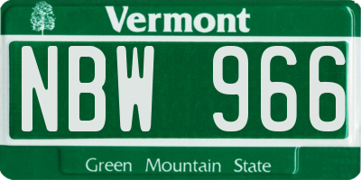 VT license plate NBW966