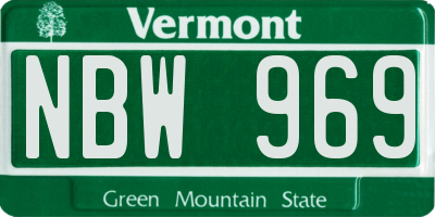 VT license plate NBW969