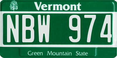 VT license plate NBW974