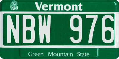 VT license plate NBW976