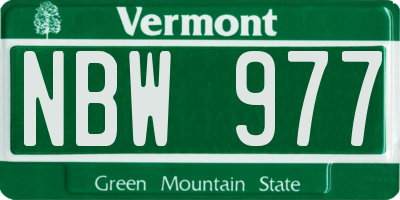 VT license plate NBW977
