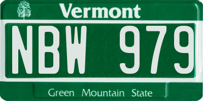 VT license plate NBW979