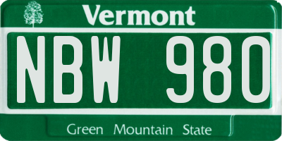 VT license plate NBW980