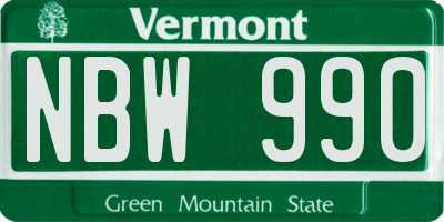 VT license plate NBW990