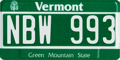 VT license plate NBW993