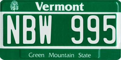 VT license plate NBW995