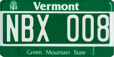 VT license plate NBX008