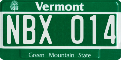 VT license plate NBX014