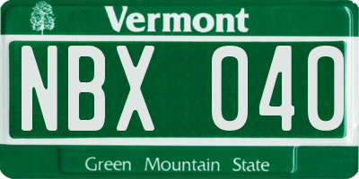 VT license plate NBX040