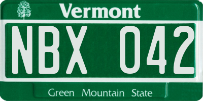 VT license plate NBX042