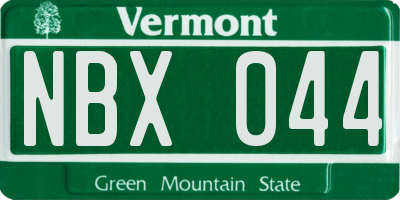 VT license plate NBX044