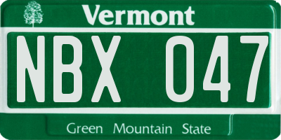 VT license plate NBX047