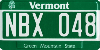 VT license plate NBX048