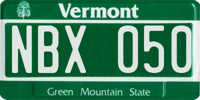 VT license plate NBX050