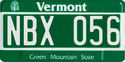 VT license plate NBX056