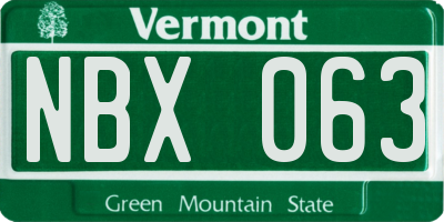 VT license plate NBX063