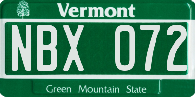 VT license plate NBX072