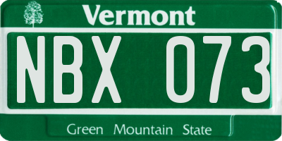 VT license plate NBX073