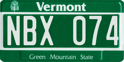 VT license plate NBX074