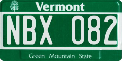 VT license plate NBX082