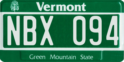 VT license plate NBX094
