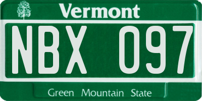 VT license plate NBX097