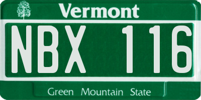 VT license plate NBX116