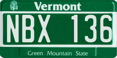 VT license plate NBX136