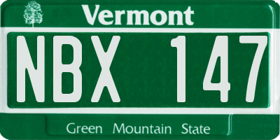 VT license plate NBX147