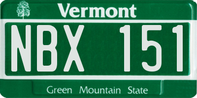 VT license plate NBX151