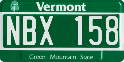 VT license plate NBX158