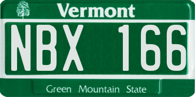 VT license plate NBX166